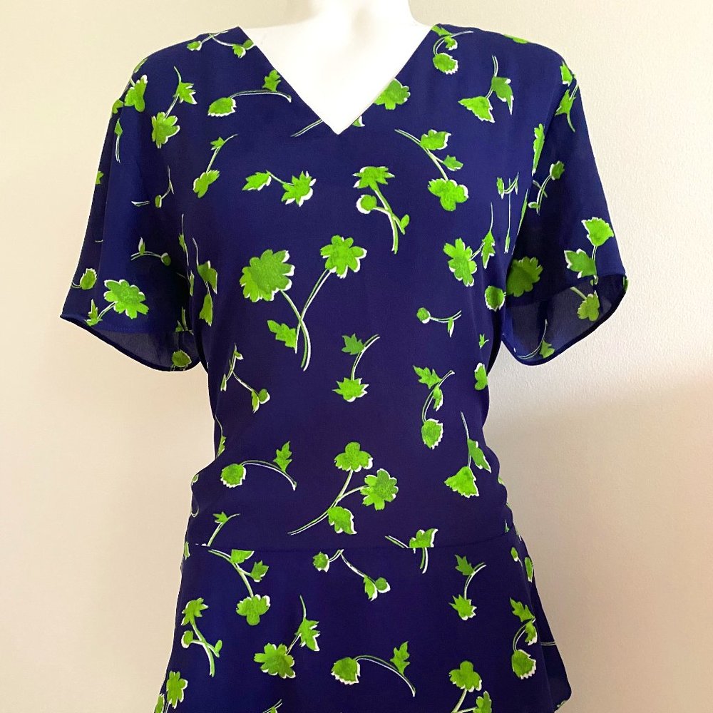 Floral Drop Waist Peplum Top